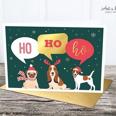 Folding cards: Dog trio, metallic