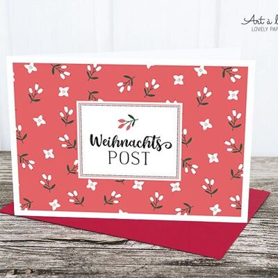 Folding card: Christmas mail, mistletoe