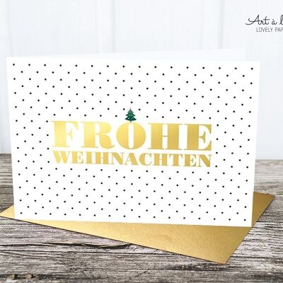 Folding card: mini tree, metallic dots