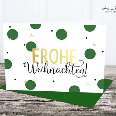 Folding card: Christmas circles, green metallic
