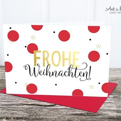 Klappkarte: Weihnachtskreise, rot Metallic