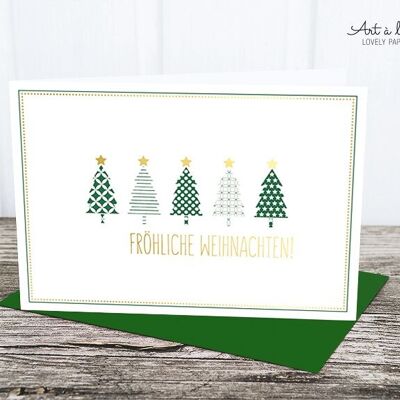 Folding card: sample tree, green metallic