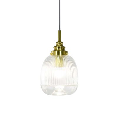 Ribbed glass pendant light, gold Elica socket cover