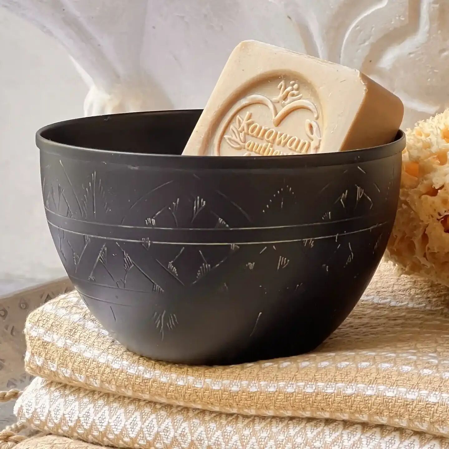 BLACK BRASS BOWL ENGRAVED ‘ARABESK’