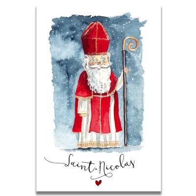 TARJETA DE ACUARELA DE SAN NICOLÁS