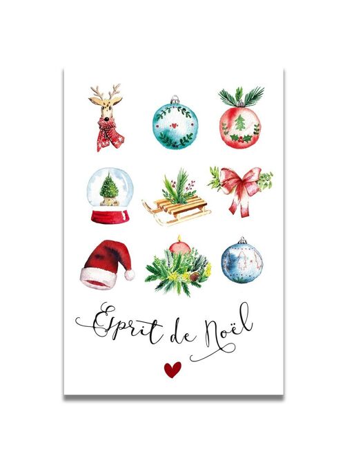 CARTE AQUARELLE ESPRIT DE NOËL