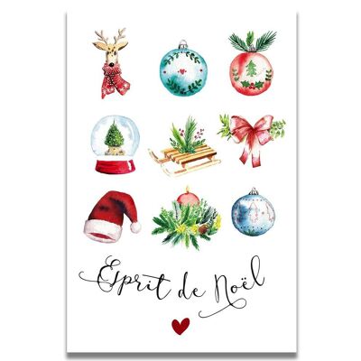 CARTE AQUARELLE ESPRIT DE NOËL