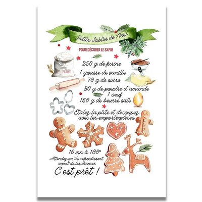 CARTE AQUARELLE SABLÉS DE NOËL