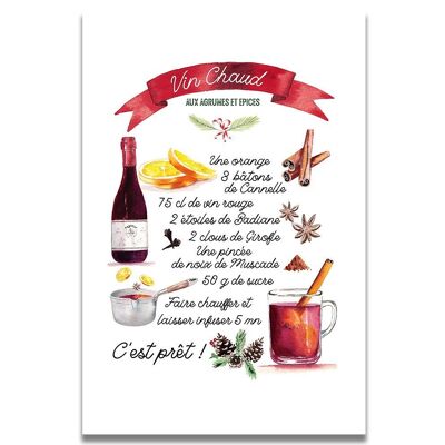 Carta dell'acquerello del vin brulé di Natale