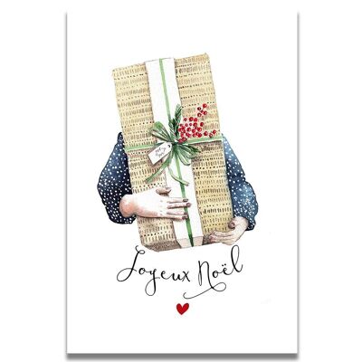 Carta dell'acquerello del grande regalo di buon Natale