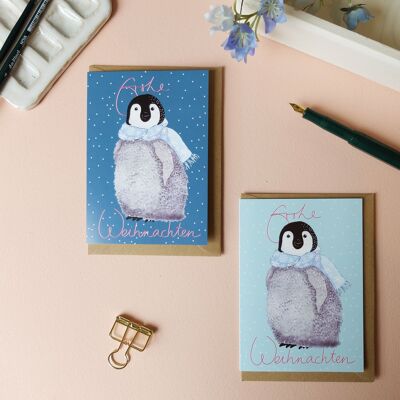Tarjeta de Navidad bebé pingüino