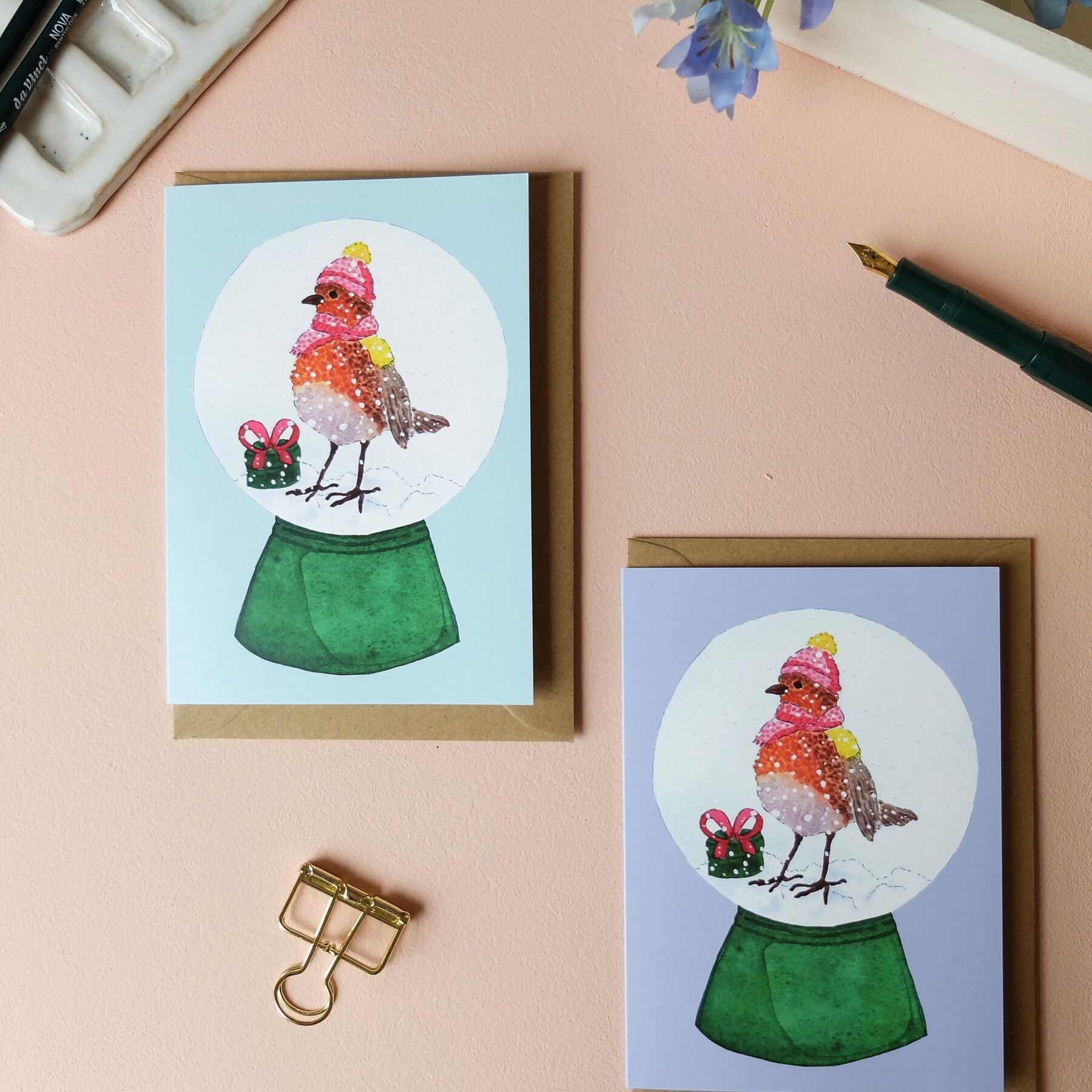 Globo di neve di cartolina d'auguri