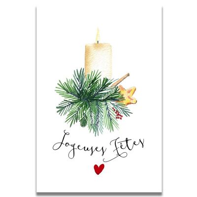 Happy Holidays Candle Watercolor Card