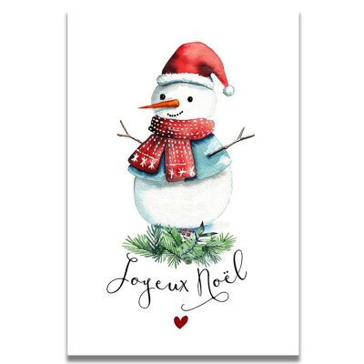 MERRY CHRISTMAS SNOWMAN WATERCOLOR CARD