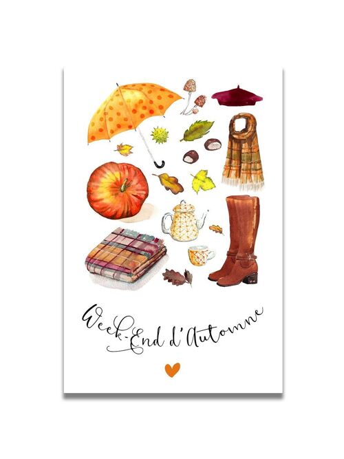 CARTE AQUARELLE WEEK-END D’AUTOMNE