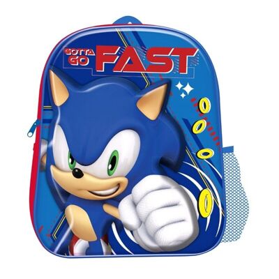 Mochila 3D Sonic 31X26X10 con Bolsillo