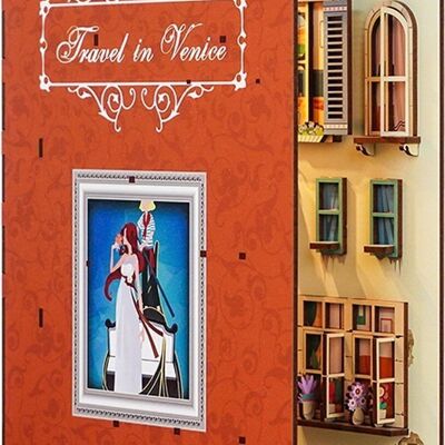 Rincón de libros para bricolaje, sujetalibros de viaje en Venecia, Tone-Cheer, TQ107, 18,2 x 8 x 24,5 cm