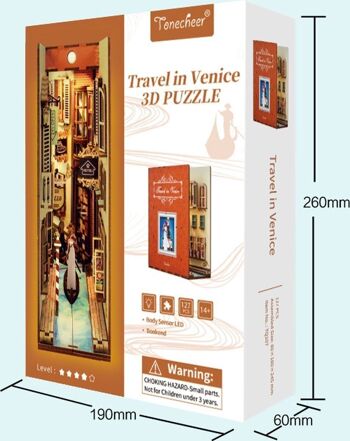 Coin livre DIY, Serre-livres Voyage à Venise, Tone-Cheer, TQ107, 18,2 x 8 x 24,5 cm 2