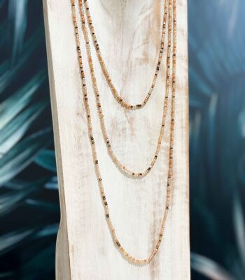 Sautoir en perles de cristal teinté - Longueur 2m50 - ORANGÉ 1