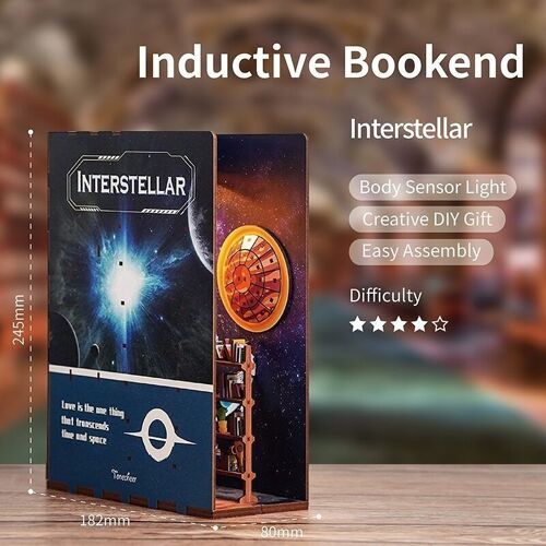 DIY Book Nook, Interstellar Bookend, Tone-Cheer, TQ110, 18.2 x 8 x 24.5 cm