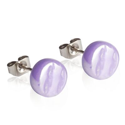 Simple glass stud earrings / lavender / upcycled & handmade