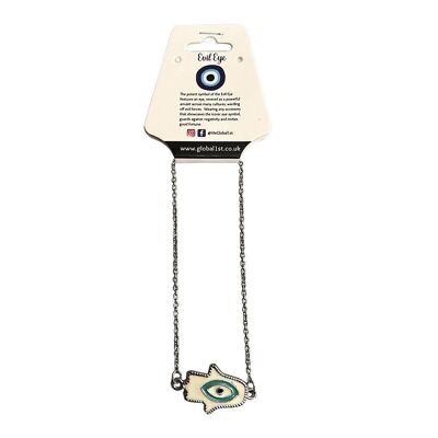 Evil Eye Anklet, White Hamsa Hand (JIT)