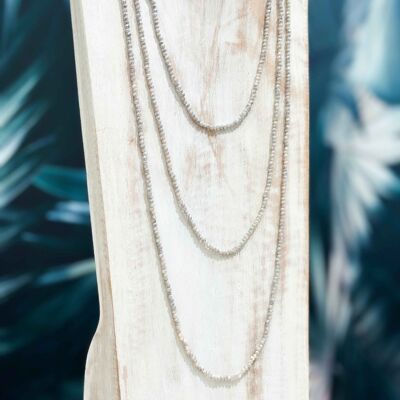 Lange Halskette aus getönten Kristallperlen – Länge 2,50 m – Grau