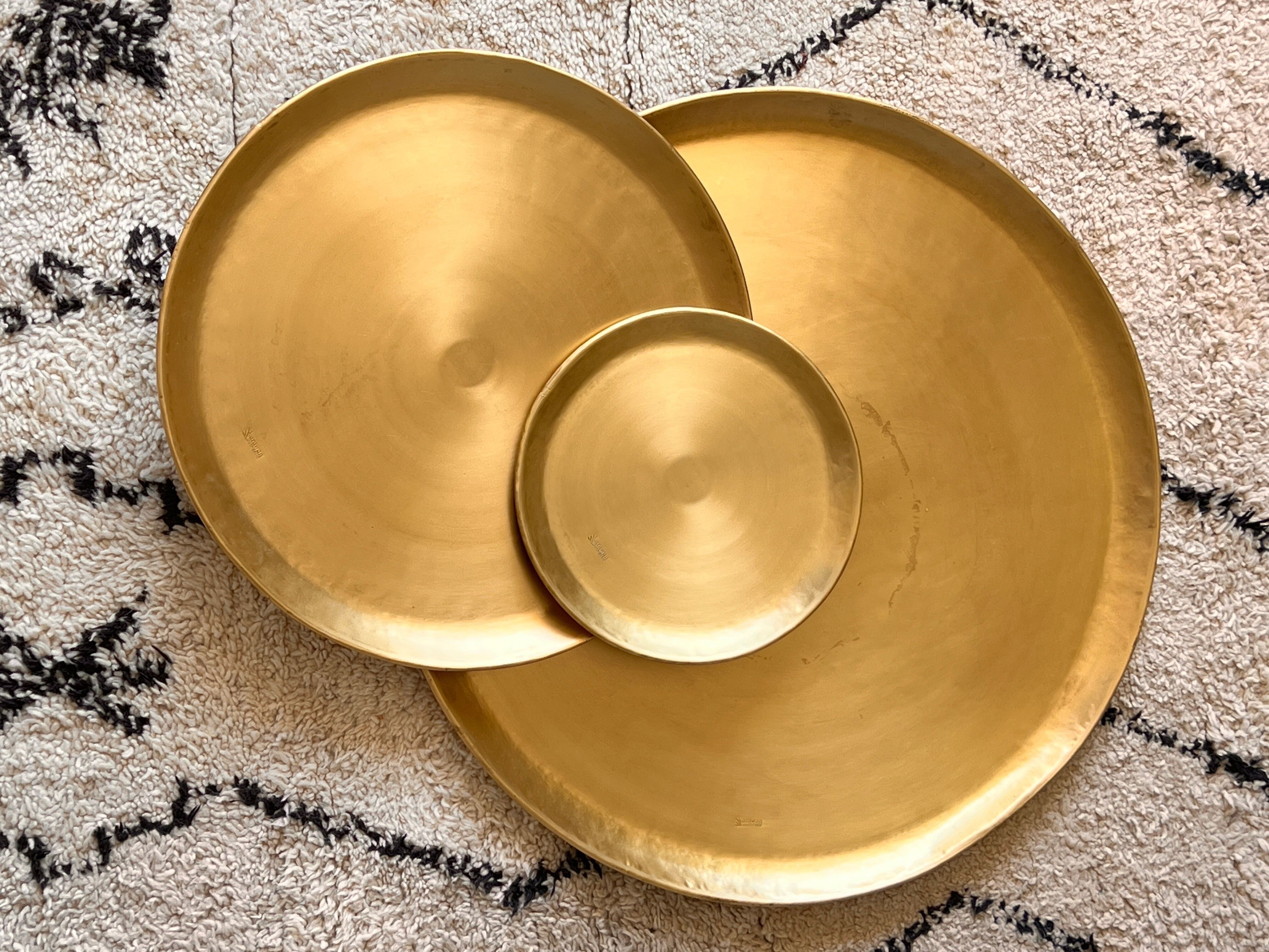 'MOON' GOLD-PLATED SMOOTH BRASS TRAY - 3 sizes