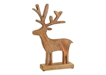 Cerf en bois de manguier brun (L/H/P) 23x36x6cm