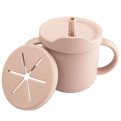 Tasse d'entraînement pour bébé. Tasse à 4 voies avec paille et couvercle pour pot à collation (Mauve)