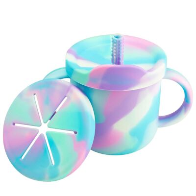 Baby Training Cup. 4 Way Cup with straw and snack pot lid (Unicorn)