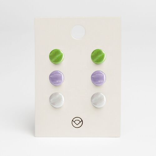 Schlichte Glas Ohrstecker 3er Set aus Glas / Limettengrün • Lavendel • Graphitgrau / Upcycling & Handmade