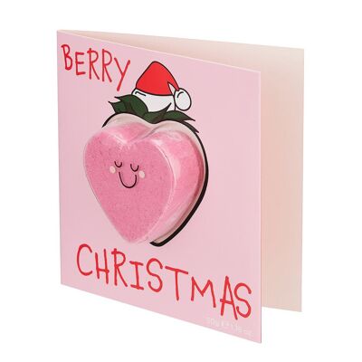 Biglietto "Berry Christmas" con bomba da bagno alla fragola (50 g)