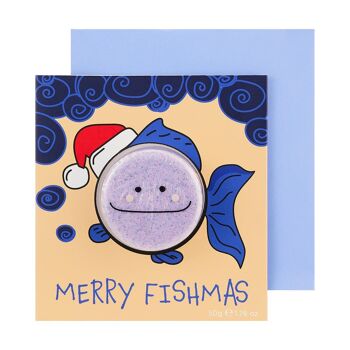 Carte de bombe de bain aux bleuets 'Merry Fishmas' (50g) 2
