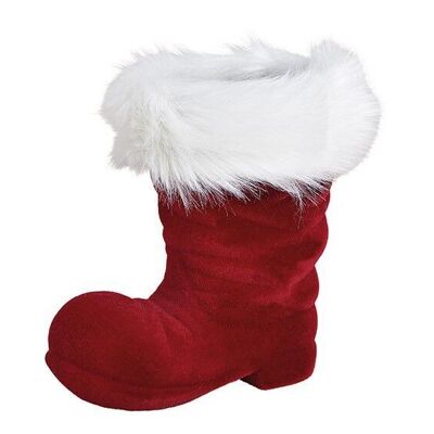 Santa Claus boot flocked from plastic Bordeaux (W / H / D) 14x15x10cm