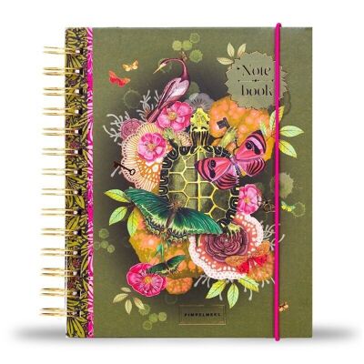 Pimpelmees notebook A5 WIREO XXL - Turtle Olive
