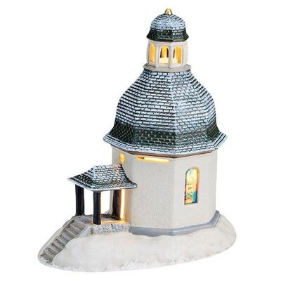 Light house Silent Night con nieve de porcelana beige (An / Al / Pr) 19x13x24cm