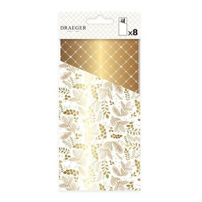 8 cubiertos de papel - Blanco y dorado - 10x20 cm