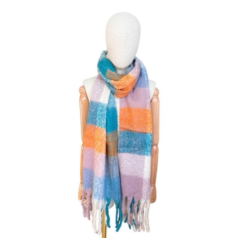 Buy wholesale Multicolor Wool Scarf with Fringes and Square Design