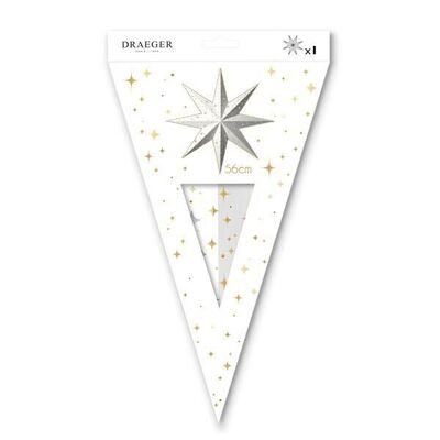 Estrella decorativa de Nochevieja en papel - Blanco y dorado