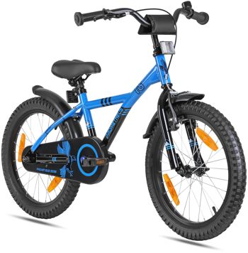 Vélo pour enfants 18 pouces à partir de 6 ans avec béquille et pack de sécurité en bleu / noir 1