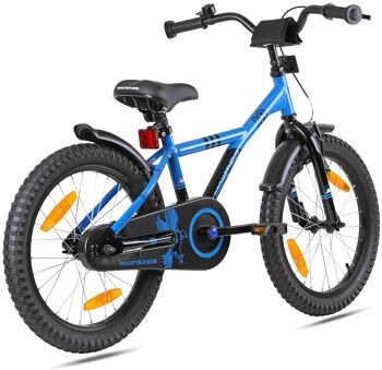 Vélo pour enfants 18 pouces à partir de 6 ans avec béquille et pack de sécurité en bleu / noir 2