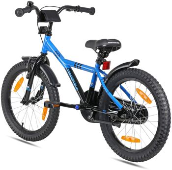 Vélo pour enfants 18 pouces à partir de 6 ans avec béquille et pack de sécurité en bleu / noir 3