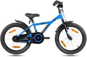 Vélo pour enfants 18 pouces à partir de 6 ans avec béquille et pack de sécurité en bleu / noir 4