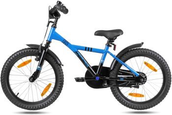 Vélo pour enfants 18 pouces à partir de 6 ans avec béquille et pack de sécurité en bleu / noir 5