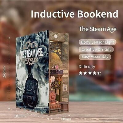 DIY Book Nook, The Steam Age Bookend, Tone-Cheer, TQ125, 18.2x8x24.5cm