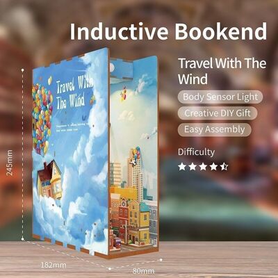 DIY Book Nook, Travel With The Wind Bookend, Tone-Cheer, TQ126, 18.2x8x24.5cm