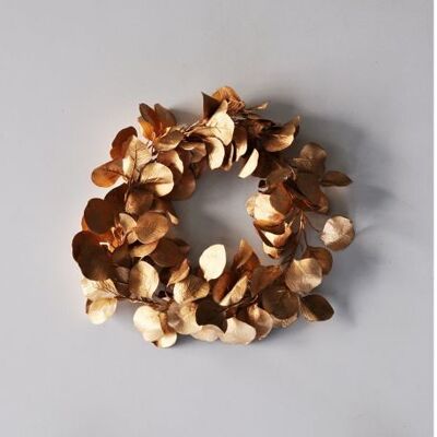 Floral decoration - Gold eucalyptus wreath D 40 cm - Artificial flowers