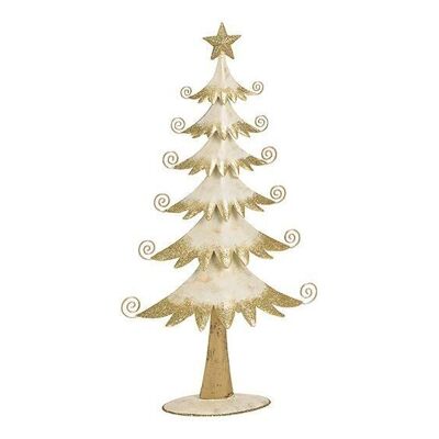 Árbol de Navidad de metal blanco con purpurina dorada (An / Al / Pr) 21x40x6cm