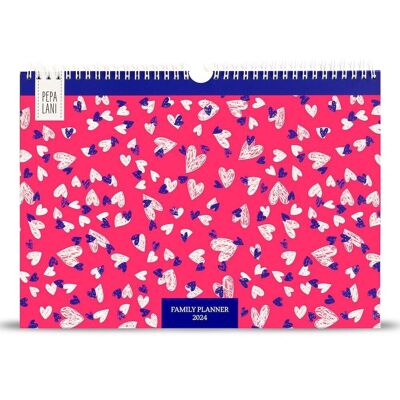 Agenda familial Pepa Lani 2024 - Petits coeurs rose/blanc